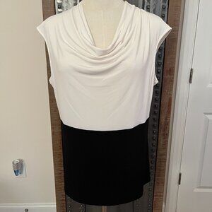 Jones Studio Black and White Cowl Neck Blouse